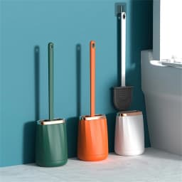 1 Set Light Luxury Toilet Brush Household Long-Handled TPR Brush Head No Dead Corners Durable Toilet Brush Bathroom Accessories
