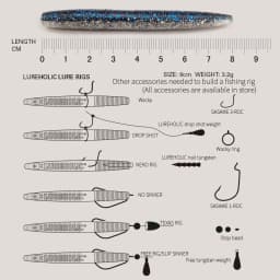 LUREHOLIC 3.0” Stick Worm Senko 12PCS 8cm 3.2g High-Frequency Tiny Tremors Wacky Drop Shot Soft Lure Bait