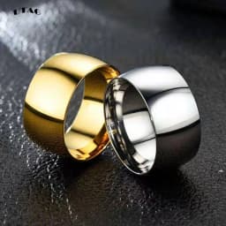 UTAG Simple 12MM Wide Large Titanium Steel Face Ring for Men Super Wide Silver Color Men's Ring Big Finger Ring Wedding Jewelry