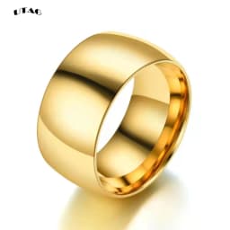 UTAG Simple 12MM Wide Large Titanium Steel Face Ring for Men Super Wide Silver Color Men's Ring Big Finger Ring Wedding Jewelry