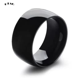 UTAG Simple 12MM Wide Large Titanium Steel Face Ring for Men Super Wide Silver Color Men's Ring Big Finger Ring Wedding Jewelry