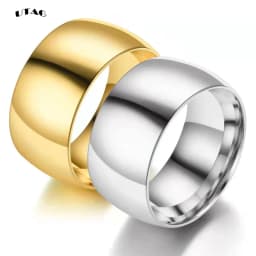 UTAG Simple 12MM Wide Large Titanium Steel Face Ring for Men Super Wide Silver Color Men's Ring Big Finger Ring Wedding Jewelry