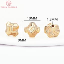 (2930)6PCS 7.8x8MM Hole 1.5MM 24K Gold Color Brass Irregular Spacer Beads Bracelet Beads High Quality Jewelry Making Accessorie