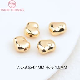 (2930)6PCS 7.8x8MM Hole 1.5MM 24K Gold Color Brass Irregular Spacer Beads Bracelet Beads High Quality Jewelry Making Accessorie