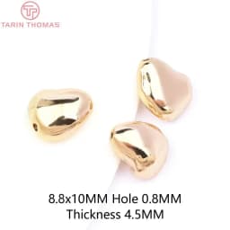 (2930)6PCS 7.8x8MM Hole 1.5MM 24K Gold Color Brass Irregular Spacer Beads Bracelet Beads High Quality Jewelry Making Accessorie