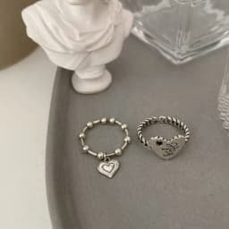 925 Sterling Silver New Simple Design Rings Heart Tassel Shape Retro Distressed Opening Handmade Ring Fashion Fine Jewelry