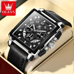 OLEVS 9919 Top Brand Male Watches Square Quartz Watch for Men Waterproof Leather Strap Sport Clock Male Relogio Masculino