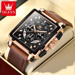 OLEVS 9919 Top Brand Male Watches Square Quartz Watch for Men Waterproof Leather Strap Sport Clock Male Relogio Masculino