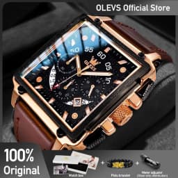 OLEVS 9919 Top Brand Male Watches Square Quartz Watch for Men Waterproof Leather Strap Sport Clock Male Relogio Masculino