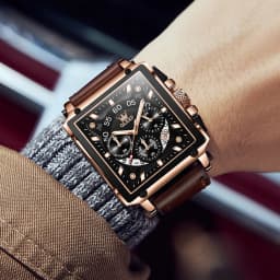 OLEVS 9919 Top Brand Male Watches Square Quartz Watch for Men Waterproof Leather Strap Sport Clock Male Relogio Masculino