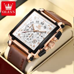 OLEVS 9919 Top Brand Male Watches Square Quartz Watch for Men Waterproof Leather Strap Sport Clock Male Relogio Masculino