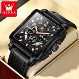 OLEVS 9919 Top Brand Male Watches Square Quartz Watch for Men Waterproof Leather Strap Sport Clock Male Relogio Masculino