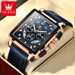 OLEVS 9919 Top Brand Male Watches Square Quartz Watch for Men Waterproof Leather Strap Sport Clock Male Relogio Masculino