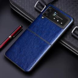 Luxury PU Leather Case for Samsung Galaxy Z Flip 4 5 6 7 FE 8 Business Solid Color Design Phone Cover for Samsung Z Flip 3 Case
