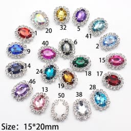 Silver 4 Holes 10pcs/lot Oval Shiny Rhinestone Buttons Crystal Wedding Decoration Hair Accessories Clothing Hand-sewn 15*20mm
