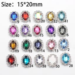 Silver 4 Holes 10pcs/lot Oval Shiny Rhinestone Buttons Crystal Wedding Decoration Hair Accessories Clothing Hand-sewn 15*20mm