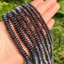 Faceted Black Flat Round Hematite Stone Beads Rondelle Loose Spacer Beads for Jewelry Bracelet Necklace Making Handmade DIY 15"