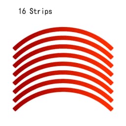 16Pcs Strips Wheel Sticker Red Decals 18" Reflective Rim Tape Decor for Bike Motorcycle Auto Exterior Accessories Universal