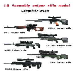 1/6 Painted Assemble Gun SVD Sniper Rifle AWM TAC-50 PSG-1 DSR-1 MK14 Assault Rifle Soldier Arms Military Model Toys