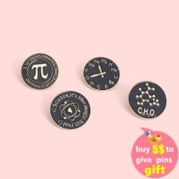 Science Enamel Pins Pi (π) Periodic Table Atom Symbol Brooch for Geek Science Lover Teachers and Students Jewelry Gift Wholesale