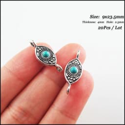 Fashion New Turquoise Stone Connectors Charms Flower Oval Round Tibetan Silver Plated Pendants Retro