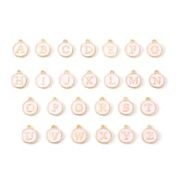 10pcs 12mm English Alphabet Pendant Enamel Charms Initial Letter Pendants For Jewelry Making Handmade DIY Bracelet Earrings