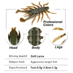 WESTBASS 4PCS Soft Swimbaits 3.5cm-7cm Silicone Creature Insect Baits Rubber Shrimp Wobblers Lilelike Fishing Lures Isca Pesca
