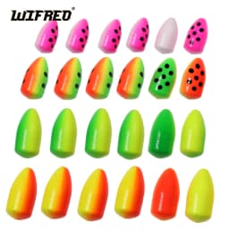 WIFREO 20PCS Fishing Foam Float Bobber Buoys Bullet Oval Floats  for Fly Fishing Pompano Bottom Rigs Saltwater Fishing Accessory