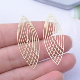 6pcs gold color Oval Charms Thin Pendant Silver Plated Jewelry Earring Findings