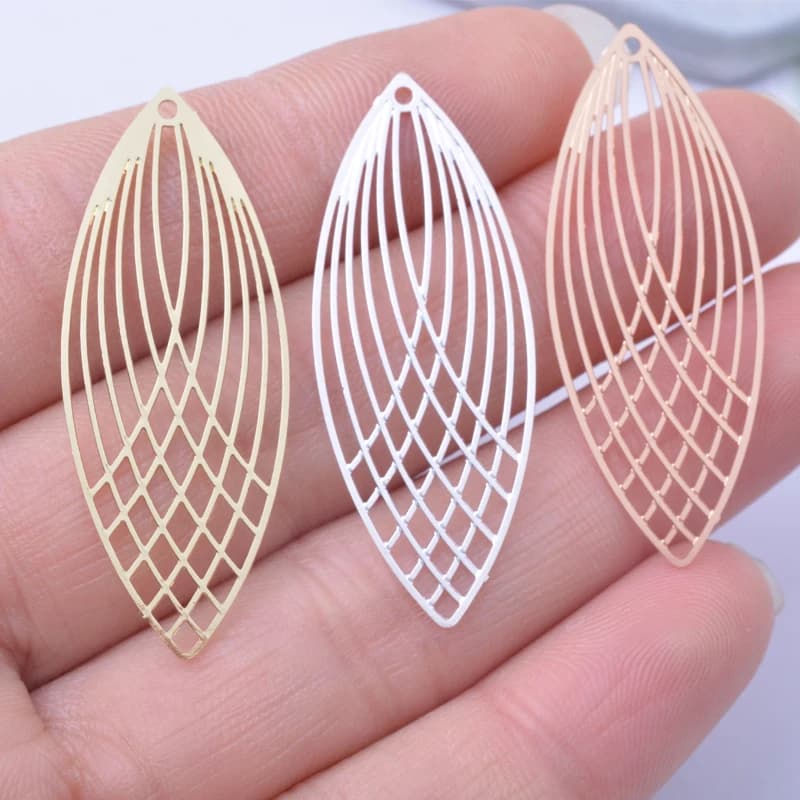 6pcs gold color Oval Charms Thin Pendant Silver Plated Jewelry Earring Findings