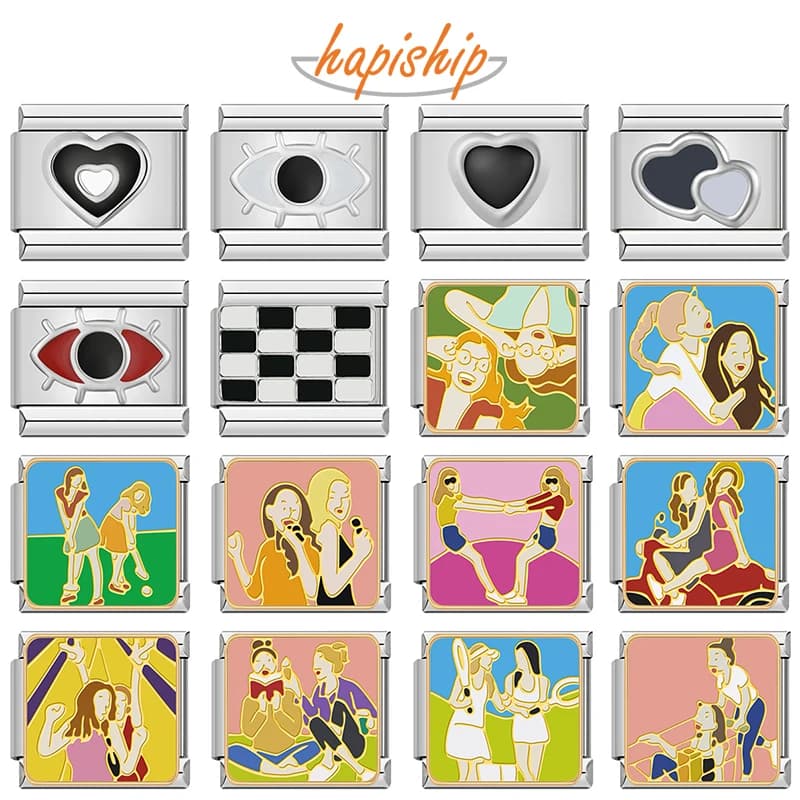 Hapiship New Original Daisy Colour Best Friends friendship Italian Charms Fit 9mm Bracelet Stainless Steel Jewelry Making DJ512