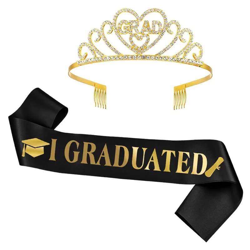 2024 Graduated Satin Sash Glitter Crown for Graduation Party Decoration Balloons Photo Booth Props Bachelor Graduated Supplies