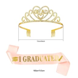 2024 Graduated Satin Sash Glitter Crown for Graduation Party Decoration Balloons Photo Booth Props Bachelor Graduated Supplies