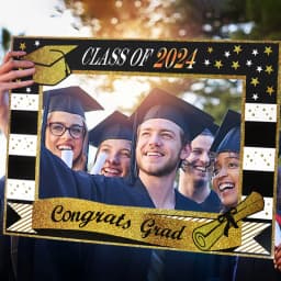 2024 Graduated Satin Sash Glitter Crown for Graduation Party Decoration Balloons Photo Booth Props Bachelor Graduated Supplies