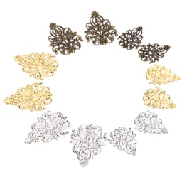 10/30/50pcs Wholesale Filigree crafts Hollow Embellishments Findings Jewelry Accessories Bronze Tone ornaments 35mm 48mm