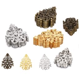 10/30/50pcs Wholesale Filigree crafts Hollow Embellishments Findings Jewelry Accessories Bronze Tone ornaments 35mm 48mm