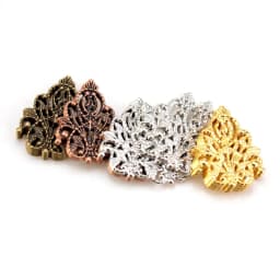 10/30/50pcs Wholesale Filigree crafts Hollow Embellishments Findings Jewelry Accessories Bronze Tone ornaments 35mm 48mm