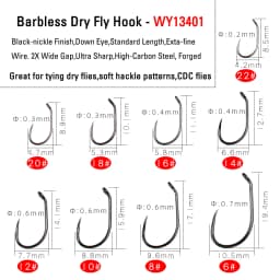 ICERIO 30PCS Competition Barbless Fly Fishing Hook Nymph Dry Wet Flies Jig Fishhook Salmon Trout Fly Tying Hook Non-barbed
