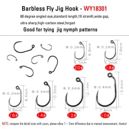 ICERIO 30PCS Competition Barbless Fly Fishing Hook Nymph Dry Wet Flies Jig Fishhook Salmon Trout Fly Tying Hook Non-barbed