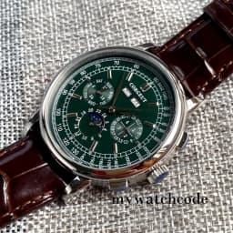 Corgeut Green/Pink/White/Black/Blue 42mm Multifunctional ST1655 Polished Automatic Men's Wristwatch Leather Strap