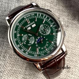 Corgeut Green/Pink/White/Black/Blue 42mm Multifunctional ST1655 Polished Automatic Men's Wristwatch Leather Strap
