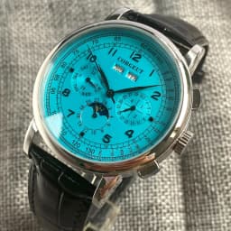 Corgeut Green/Pink/White/Black/Blue 42mm Multifunctional ST1655 Polished Automatic Men's Wristwatch Leather Strap