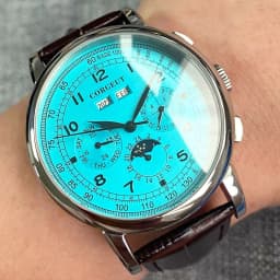 Corgeut Green/Pink/White/Black/Blue 42mm Multifunctional ST1655 Polished Automatic Men's Wristwatch Leather Strap