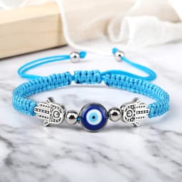 Adjustable Handmade Braided String Bracelet Women Men Blue Turkish Evil Eyes Beads Bracelet Elephant Bangle Couple Lucky Jewelry