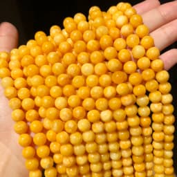 6 8 10 12mm Yellow Beeswax Jades Chalcedony Stone Beads Natural Round Loose Beads For Jewelry Making DIY Bracelet Accessories