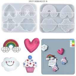Rainbow Cloud Heart Pastry Fridge Magnet Crystal Epoxy Resin Mold Pendant Silicone Mould DIY Crafts Decoration Casting Tool