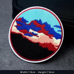 UFO Nebula Landscape Patches Embroidery For T-Shirt Iron On Appliques Clothes Jeans Stickers Badges Mountain Peak