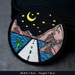 UFO Nebula Landscape Patches Embroidery For T-Shirt Iron On Appliques Clothes Jeans Stickers Badges Mountain Peak