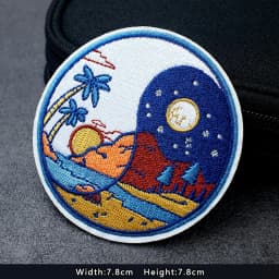 UFO Nebula Landscape Patches Embroidery For T-Shirt Iron On Appliques Clothes Jeans Stickers Badges Mountain Peak