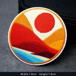 UFO Nebula Landscape Patches Embroidery For T-Shirt Iron On Appliques Clothes Jeans Stickers Badges Mountain Peak